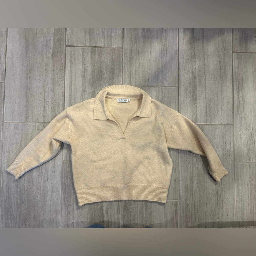 Petal & Pup Cream V-Neck Sweater